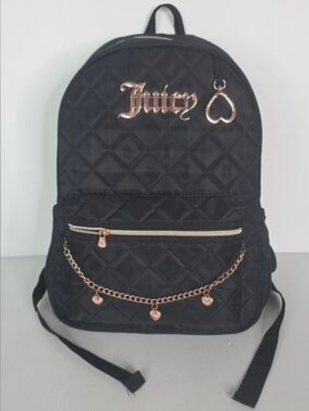 Juicy Couture Black Quilted Backpack with Rose Gold Chain Accents - Picture 6 of 6